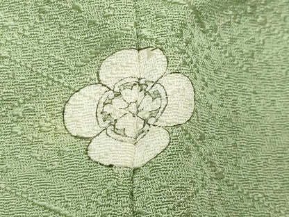 平和屋着物●上質な色無地 吉祥地紋 苗色 正絹 逸品 CABB0348gh