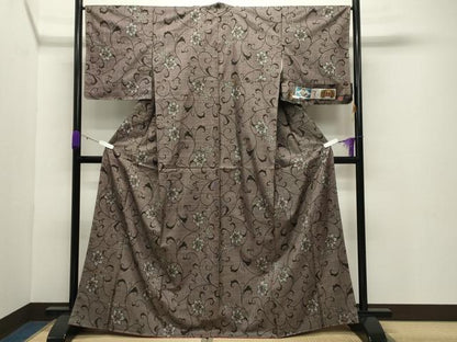 平和屋着物●本場大島紬 7マルキ 泥染め 更紗花唐草文 元治絹織物謹製 証紙付き 上代36万 正絹 逸品 未使用 CABB0353gh