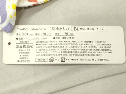 平和屋着物●小振袖 二尺袖 薔薇 洗える着物 未使用 CABB0364gh
