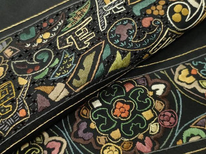 平和屋着物●中国三大刺繍スワトウ刺繍総刺繍訪問着本場縞大島紬結び紐花文金糸切子大島謹製証紙付き 正絹 逸品 未使用 CABB0370gh