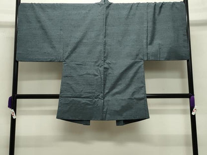 平和屋着物●男性 紬 アンサンブル 霞文 湊鼠色 正絹 逸品 CABB0372gh