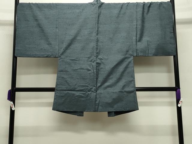 平和屋着物●男性 紬 アンサンブル 霞文 湊鼠色 正絹 逸品 CABB0372gh