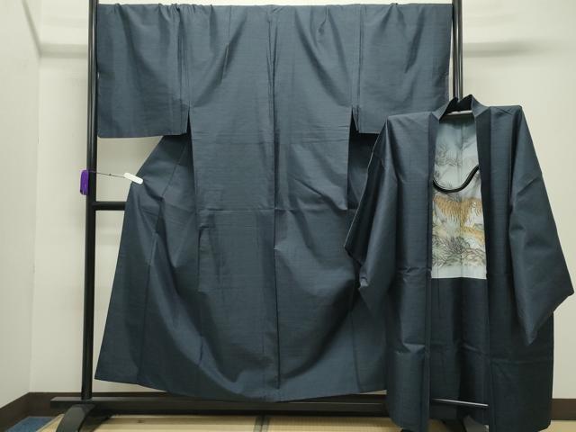 平和屋着物●男性 本場大島紬 アンサンブル 亀甲文様 キングサイズ 正絹 逸品 CABB0373gh