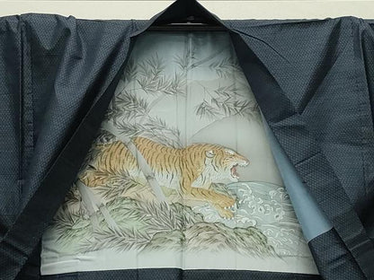 平和屋着物●男性 本場大島紬 アンサンブル 亀甲文様 キングサイズ 正絹 逸品 CABB0373gh