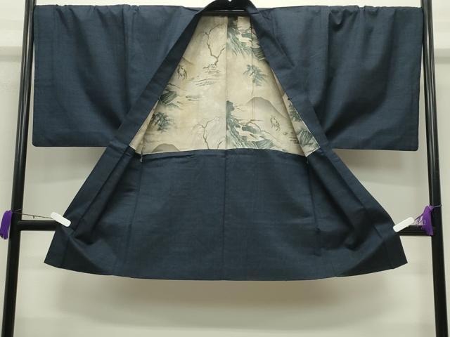 平和屋着物●男性 紬 アンサンブル 霞文 褐返色 キングサイズ 正絹 逸品 CABB0374gh