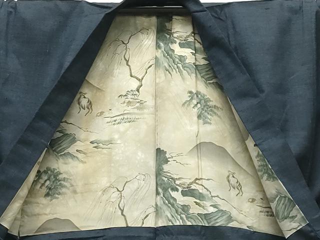 平和屋着物●男性 紬 アンサンブル 霞文 褐返色 キングサイズ 正絹 逸品 CABB0374gh
