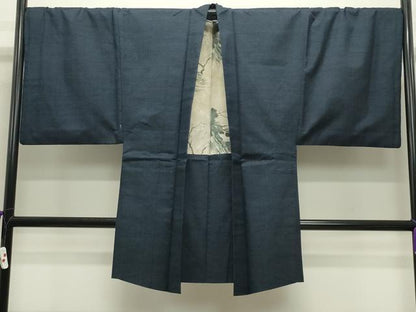 平和屋着物●男性 紬 アンサンブル 霞文 褐返色 キングサイズ 正絹 逸品 CABB0374gh