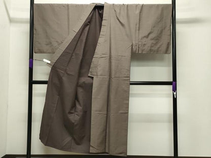 平和屋着物●男性 紬 アンサンブル 生壁色 正絹 逸品 CABB0376gh