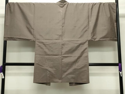 平和屋着物●男性 紬 アンサンブル 生壁色 正絹 逸品 CABB0376gh