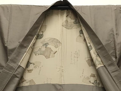 平和屋着物●男性 紬 アンサンブル 生壁色 正絹 逸品 CABB0376gh