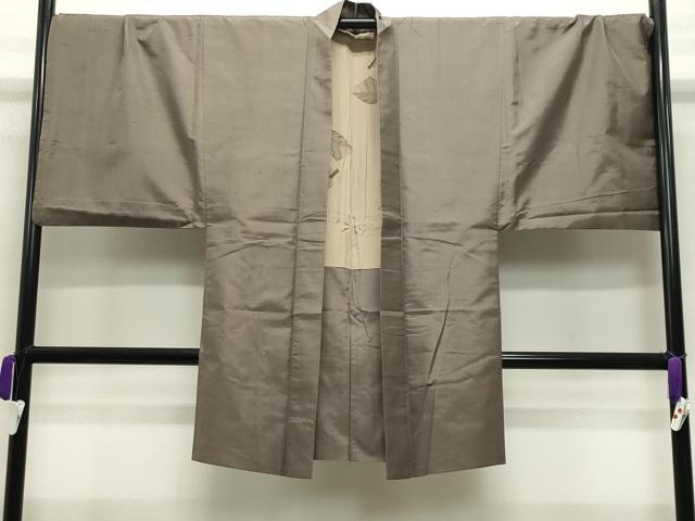 平和屋着物●男性 紬 アンサンブル 生壁色 正絹 逸品 CABB0376gh
