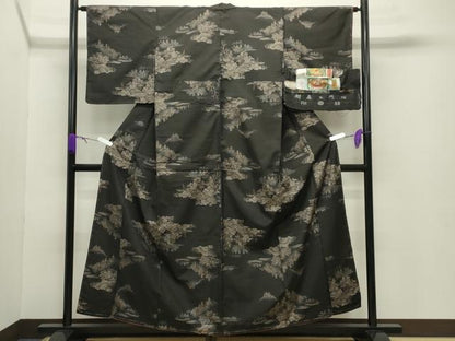 平和屋着物●都喜ヱ門 本場大島紬 9マルキ 風景文 藤絹織物謹製 証紙付き 正絹 逸品 未使用 CABB0378gh
