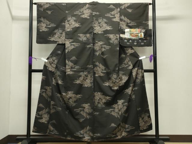 平和屋着物●都喜ヱ門 本場大島紬 9マルキ 風景文 藤絹織物謹製 証紙付き 正絹 逸品 未使用 CABB0378gh