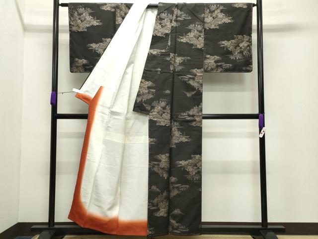 平和屋着物●都喜ヱ門 本場大島紬 9マルキ 風景文 藤絹織物謹製 証紙付き 正絹 逸品 未使用 CABB0378gh