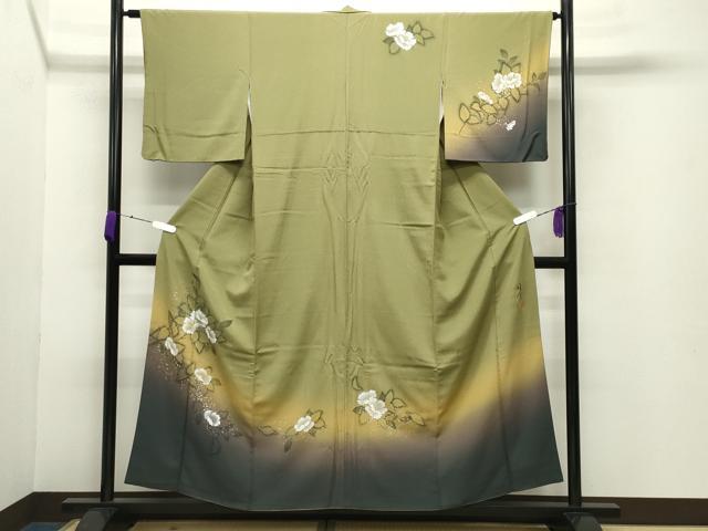 平和屋着物●京の匠日展作家 丹下雄介 訪問着 草花文 暈し染め 金彩 やまと誂製 正絹 逸品 CABB0382gh