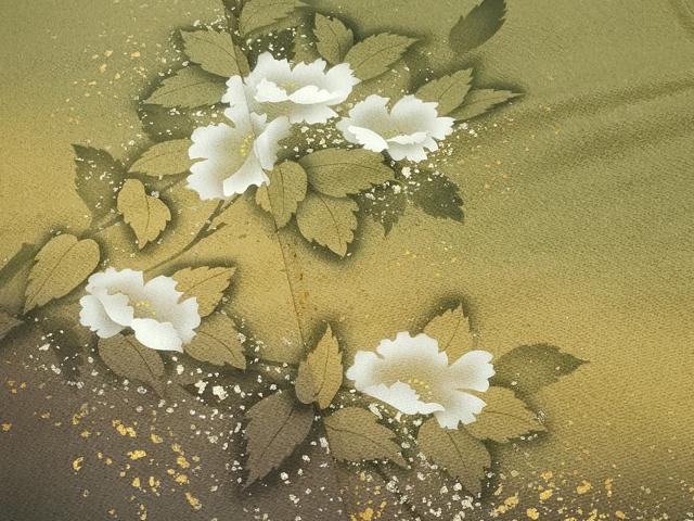 平和屋着物●京の匠日展作家 丹下雄介 訪問着 草花文 暈し染め 金彩 やまと誂製 正絹 逸品 CABB0382gh