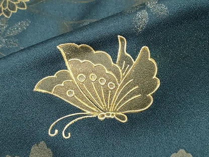 平和屋着物●訪問着 作家物 舞蝶花文 金銀彩 正絹 逸品 CABB0383gh