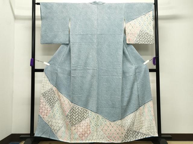 平和屋着物●訪問着 総絞り 切嵌吉祥花文 正絹 逸品 CABB0384gh