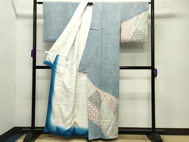 平和屋着物●訪問着 総絞り 切嵌吉祥花文 正絹 逸品 CABB0384gh