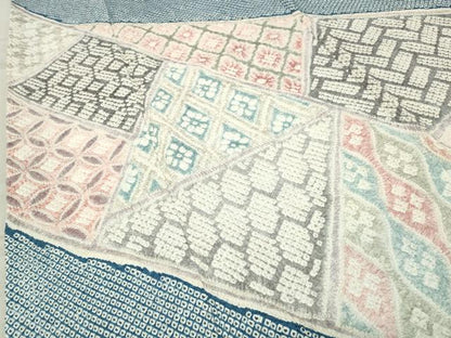 平和屋着物●訪問着 総絞り 切嵌吉祥花文 正絹 逸品 CABB0384gh