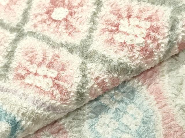 平和屋着物●訪問着 総絞り 切嵌吉祥花文 正絹 逸品 CABB0384gh