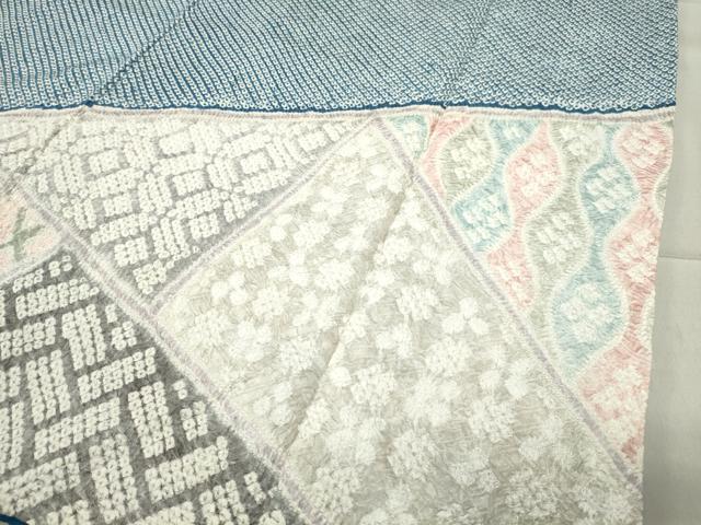 平和屋着物●訪問着 総絞り 切嵌吉祥花文 正絹 逸品 CABB0384gh