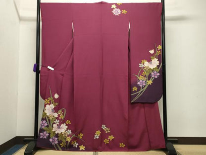 平和屋着物●豪華振袖 舞花文 暈し染め 金彩 正絹 逸品 CABB0386gh