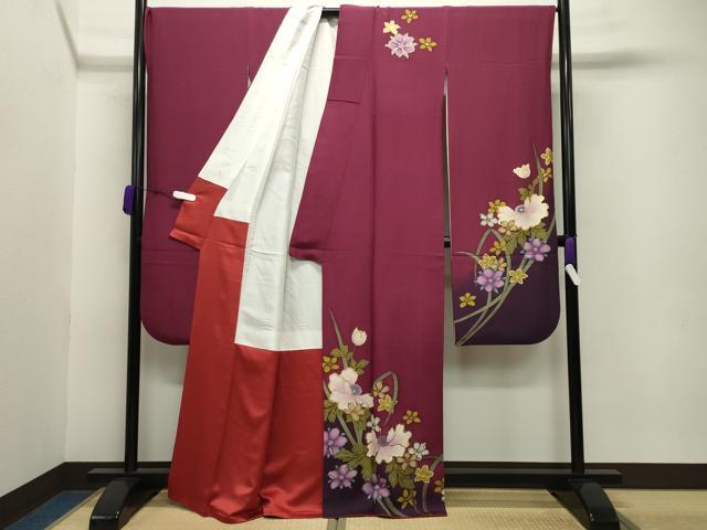 平和屋着物●豪華振袖 舞花文 暈し染め 金彩 正絹 逸品 CABB0386gh