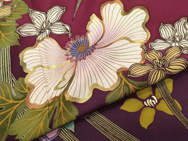 平和屋着物●豪華振袖 舞花文 暈し染め 金彩 正絹 逸品 CABB0386gh