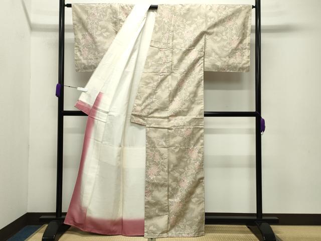 平和屋着物●本場大島紬 草花文 正絹 逸品 CABB0388gh