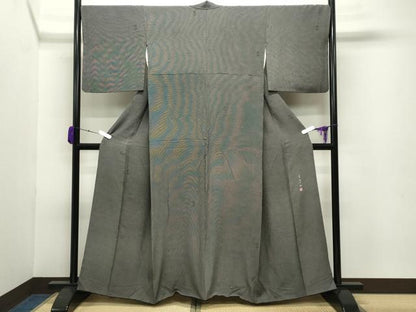平和屋着物●小紋師　宍戸陵　江戸小紋　宝尽くし文　角通し　黒地　三越扱い　正絹　逸品　CABB0389gh