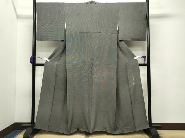 平和屋着物●小紋師　宍戸陵　江戸小紋　宝尽くし文　角通し　黒地　三越扱い　正絹　逸品　CABB0389gh