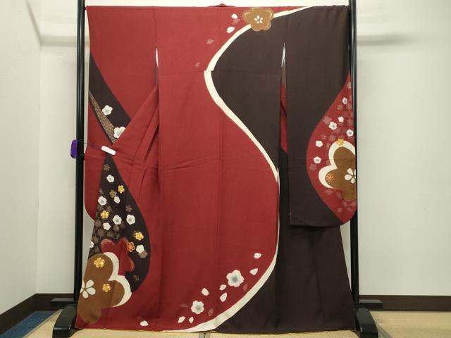平和屋着物●豪華振袖 駒刺繍 舞梅文 金彩 正絹 逸品 CABB0391gh