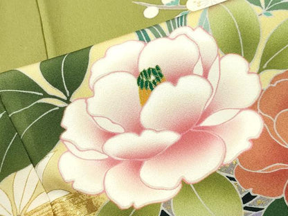 平和屋着物●豪華振袖 花籠文 暈し染め 金彩 正絹 逸品 CABB0392gh