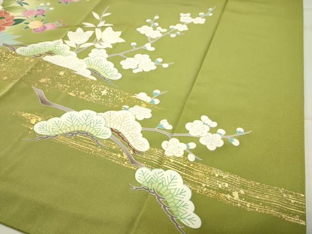 平和屋着物●豪華振袖 花籠文 暈し染め 金彩 正絹 逸品 CABB0392gh