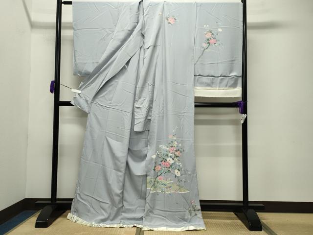 平和屋着物●加賀友禅作家 岡本幸治 訪問着 四季の花 反端付き 仮絵羽 正絹 逸品 未使用 CABB0396gh