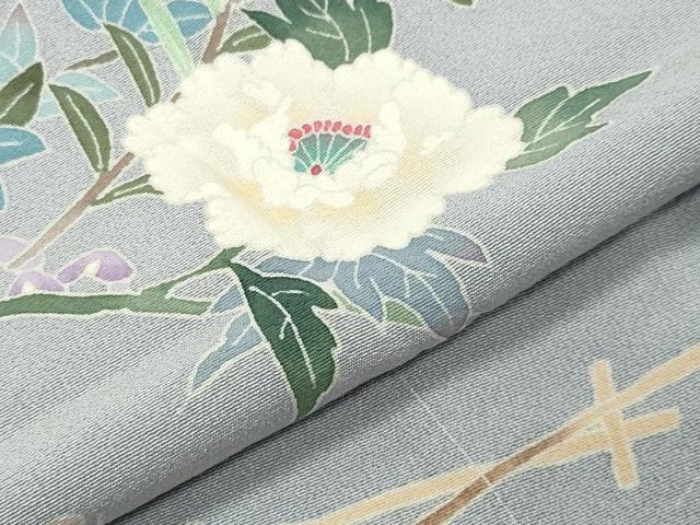 平和屋着物●加賀友禅作家 岡本幸治 訪問着 四季の花 反端付き 仮絵羽 正絹 逸品 未使用 CABB0396gh