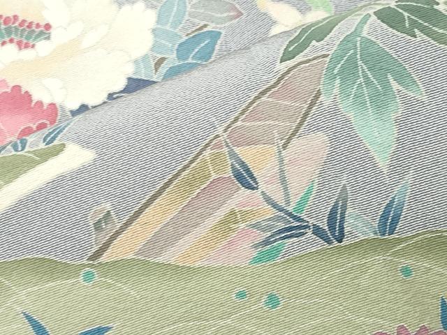 平和屋着物●加賀友禅作家 岡本幸治 訪問着 四季の花 反端付き 仮絵羽 正絹 逸品 未使用 CABB0396gh