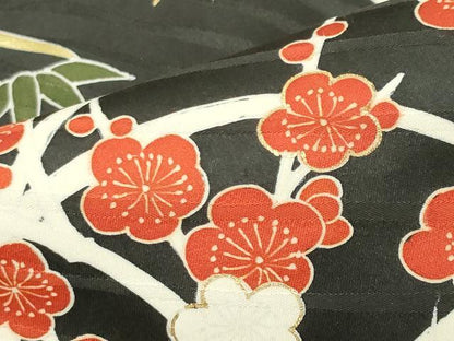平和屋着物●豪華振袖　花車文　黒地　金彩　仮絵羽　逸品　未使用　CABB0397gh