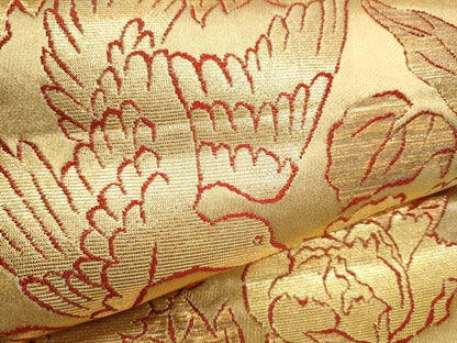 平和屋着物●龍村美術織物　龍村製　六通柄袋帯　花鳥苑錦　金糸　正絹　逸品　CABB0401hy