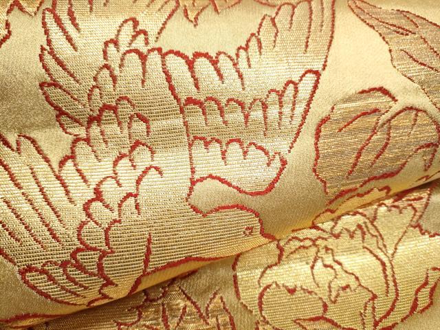 平和屋着物●龍村美術織物　龍村製　六通柄袋帯　花鳥苑錦　金糸　正絹　逸品　CABB0401hy