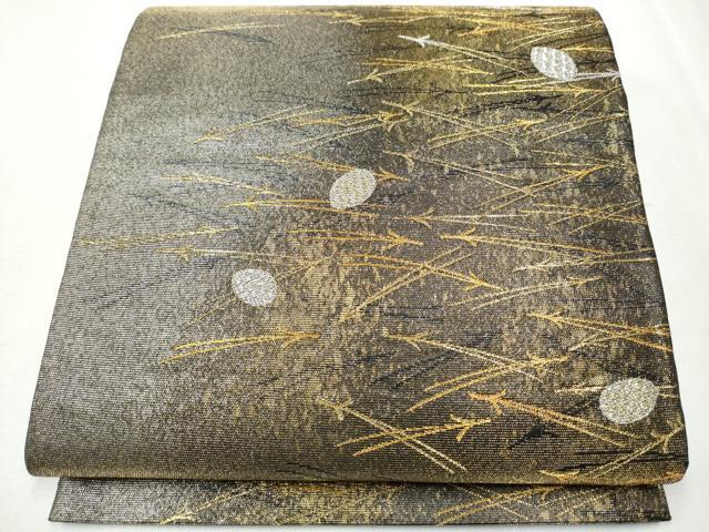 平和屋着物○六通柄袋帯 こぼれ松葉文 金銀糸 引箔 正絹 逸品