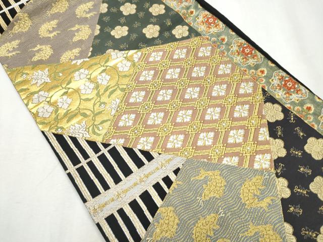 平和屋着物●六通柄袋帯　唐織　裂取名錦文　金糸　正絹　逸品　CABB0435hy