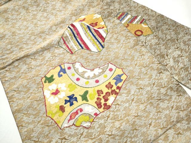 平和屋着物●九寸名古屋帯　総刺繍　花鳥文　金糸　正絹　逸品　CABB0442hy