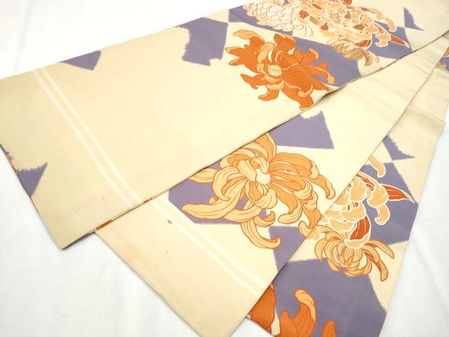 平和屋着物●アンティーク　大正ロマン　丸帯　駒刺繍　乱菊　引き抜き帯　正絹　逸品　CABB0447hy