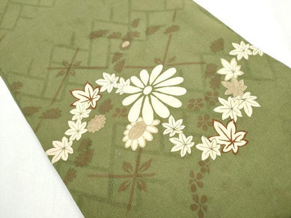 平和屋着物●アンティーク 大正ロマン 丸帯 駒刺繍 舞花文 引き抜き帯 正絹 逸品 CABB0467hy