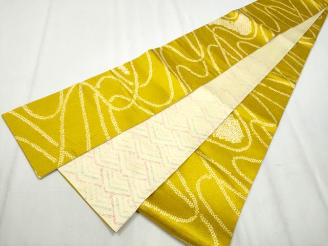 平和屋着物●両面　半幅帯　絞り　流水文　正絹　逸品　CABB0469hy
