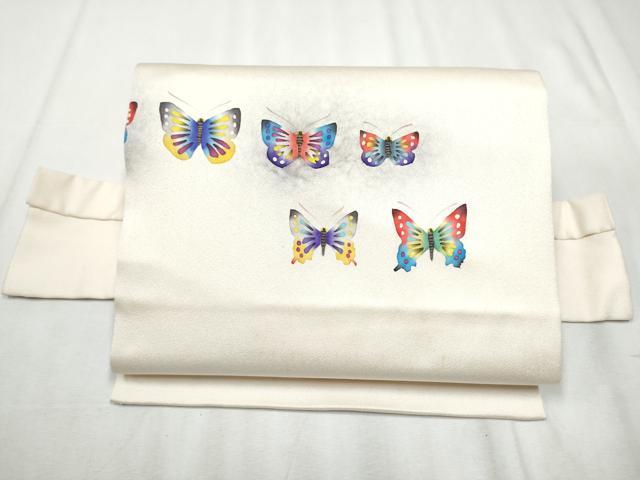 平和屋着物●つけ帯　型染め　舞蝶文　正絹　逸品　CABB0476hy
