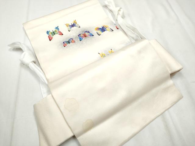 平和屋着物●つけ帯　型染め　舞蝶文　正絹　逸品　CABB0476hy