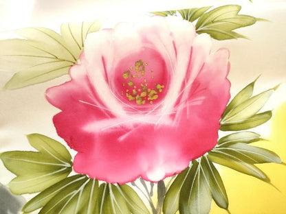 平和屋着物●塩瀬 九寸名古屋帯 手描き 舞花文 金彩 正絹 逸品 CABB0491hy